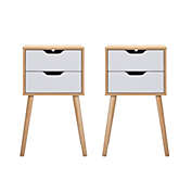 JAXPETY Set of 2 28.54"H Mid Century Nightstand with 2 Storage Drawers