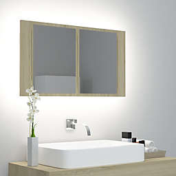 vidaXL LED Bathroom Mirror Cabinet Sonoma Oak 31.5