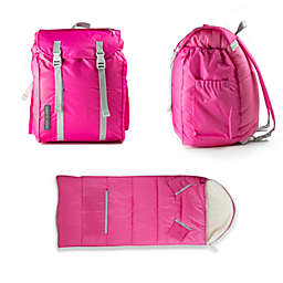 Mimish Sleep-N-Pack, 37 F Packable Kid's Sleeping Bag & Backpack, Outdoor Rated, Hibiscus Pink/Coconut White, Kids (7-12 yrs)