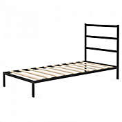 Costway Full Size Metal Bed Platform Frame with Headboard-Full Size