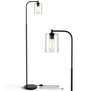 Hooya Imp.& Exp. Industrial Floor Lamp with Glass Shade-Black. View a larger version of this product image.