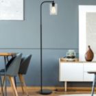 Alternate image 1 for Hooya Imp.& Exp.  Industrial Floor Lamp with Glass Shade-Black
