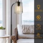 Alternate image 2 for Hooya Imp.& Exp.  Industrial Floor Lamp with Glass Shade-Black