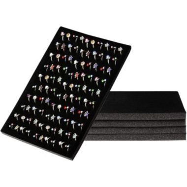 Juvale 5 Pack Black Foam Ring Insert Display Trays, 100-Slot Velvet Holder Inserts for Selling Jewelry (9 x 13 In). View a larger version of this product image.