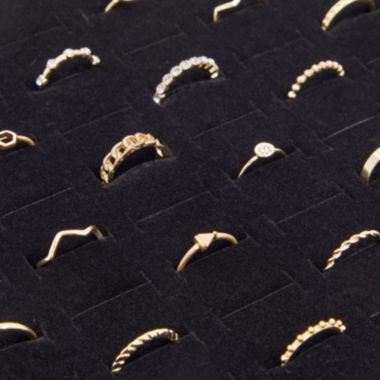 Juvale 5 Pack Black Foam Ring Insert Display Trays, 100-Slot Velvet Holder Inserts for Selling Jewelry (9 x 13 In). View a larger version of this product image.