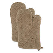Contemporary Home Living Set of 2 Stone Brown Terry Stylish Oven Mitt, 13"
