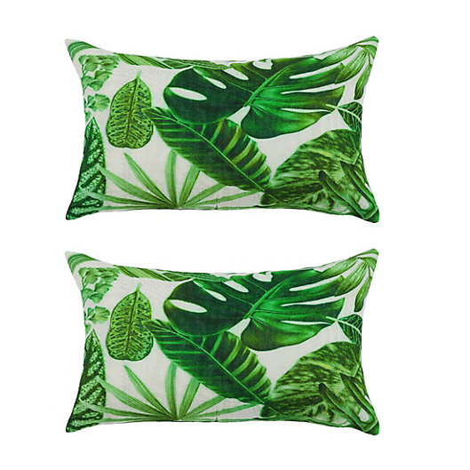 Tropical Green Leaf Print Cushion Cover Cotton Linen Sofa Home Throw Pillow Case 