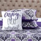 Alternate image 2 for Lux Decor Collection Microfiber Down Alternative Designed 4 Piece Quilt Set (Queen, Purple Vidara)