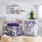 Alternate image 3 for Lux Decor Collection Microfiber Down Alternative Designed 4 Piece Quilt Set (Queen, Purple Vidara)