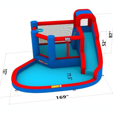 Sunny & Fun Big Time Bounce-A-Round Inflatable Water Slide Park - Heavy-Duty for Outdoor Fun - Climbing Wall, Slide & Splash Pool - Easy to Set Up & Inflate with Included Air Pump & Carrying Case. View a larger version of this product image.