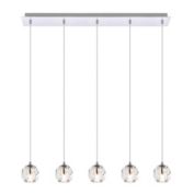 Elegant Lighting Luxurious Eren Adjustable Hanging 5 Lights Pendant for Living Room, Kitchen, Bedroom & Hallway, Chrome
