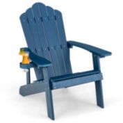 Slickblue Weather Resistant HIPS Outdoor Adirondack Chair with Cup Holder-Navy