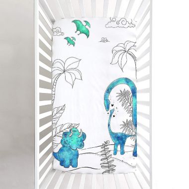 JumpOff Jo Fitted Crib Sheet - Cotton Crib Sheet for Standard Sized Crib Mattresses - Hypoallergenic and Breathable - 28 x 52 Inches - Tiny Dinosaur. View a larger version of this product image.