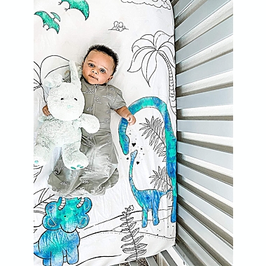 JumpOff Jo Fitted Crib Sheet - Cotton Crib Sheet for Standard Sized Crib Mattresses - Hypoallergenic and Breathable - 28 x 52 Inches - Tiny Dinosaur. View a larger version of this product image.
