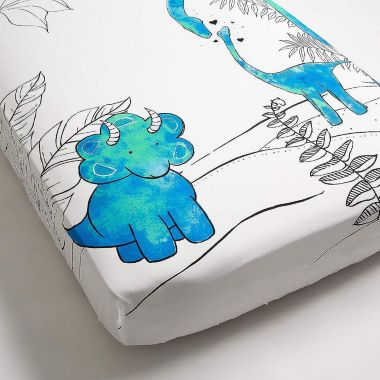 JumpOff Jo Fitted Crib Sheet - Cotton Crib Sheet for Standard Sized Crib Mattresses - Hypoallergenic and Breathable - 28 x 52 Inches - Tiny Dinosaur. View a larger version of this product image.