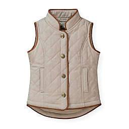 Hope & Henry Girls' Quilted Riding Vest, Taupe Herringbone, 4