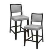 Lexicon Set of 2 Gray Fabric Upholstered Counter Height Dining Chair in Wood Frame