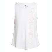 Calvin Klein Big Girl&#39;s Layered Look Logo Print Tank Top White Size 8-10