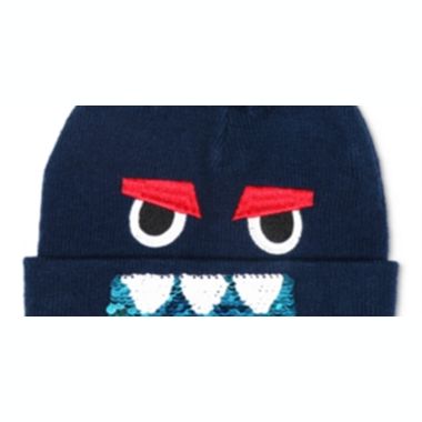 Fab Big Boy's Reversible Sequin Hat & Mittens Set Navy One Size. View a larger version of this product image.