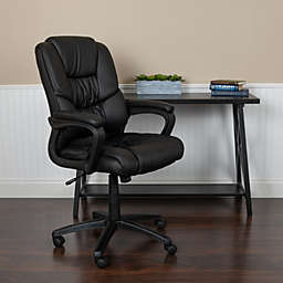 Emma + Oliver Big & Tall 400 lb. Rated Black LeatherSoft Office Chair - Executive Office Chair