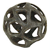 Cheungs Decorative Small - Cast Iron Orb With Abstract Permeating Pattern in A Natural/Black Finish