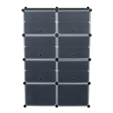 Inq Boutique 7-Tier Portable 28 Pair Shoe Rack Organizer 14 Grids Tower Shelf Storage Cabinet Stand Expandable for Heels, Boots, Slippers, Black RT. View a larger version of this product image.
