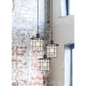 Cal Lighting 60W X 3 Silverton Metal/Glass Pendant Fixture (Edison Bulbs Not Included), Dark Bronze