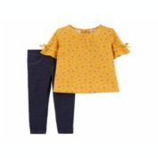 Carter&#39;s Toddler Girl&#39;s 2 Pc Floral Print Top & Denim Leggings Set Yellow Size 2T