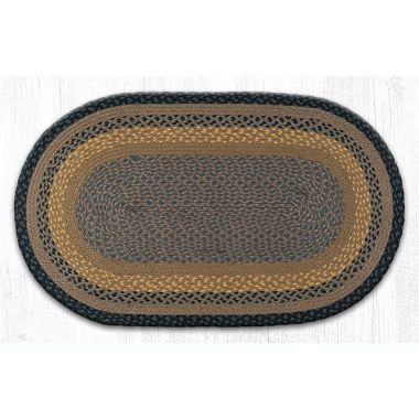 Earth Rugs C-99 Brown / Black / Charcoal Oval Braided Rug 27 x 45 inch. View a larger version of this product image.