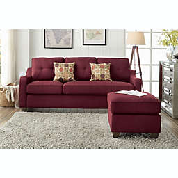 Yeah Depot Cleavon II Sectional Sofa & 2 Pillows in Red Linen  YJ