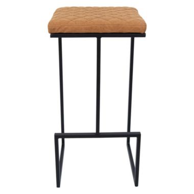 LeisureMod Quincy Leather Bar Stools With Gold Metal Frame Set of 2. View a larger version of this product image.