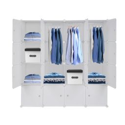 UBesGoo Modular Book Shelf Organizer Units,16-Cube DIY Plastic Clothes Cubby Closet Cabinets Shelves Organizers w/Door