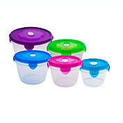Lexi Home Plastic Jumbo Round Food Storage Container Set - 5 Container Set