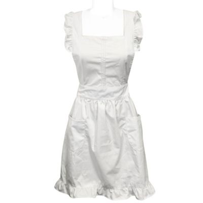 Wrapables Retro White Apron with Pockets for Cooking or Cosplay