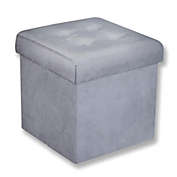 Jessar - Ottoman / Storage Footrest, Cubic, From the Gloria Collection, Velvet Grey