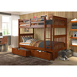 Donco Trading  Twin/Twin Mission Bunk Bed W/Dual Under Bed Drawers