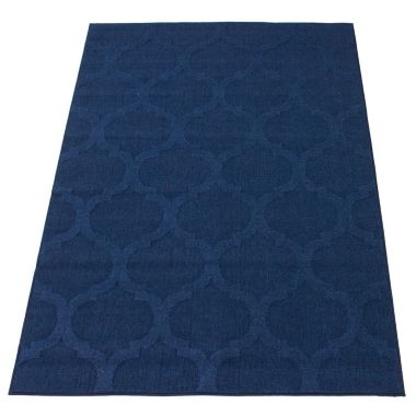 Chaudhary Living 6.5' x 9.5' Navy Blue Moroccan Rectangular Outdoor Area Throw Rug. View a larger version of this product image.