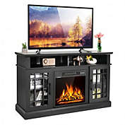 Costway 48" Fireplace TV Stand With 1400W Electric Fireplace for TVs up to 50 Inches-Black