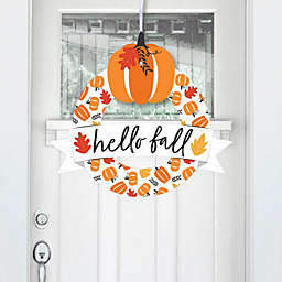 Big Dot of Happiness Fall Pumpkin - Outdoor Halloween or Thanksgiving Party Decor - Front Door Wreath