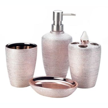 Accent Plus Home Decorative Golden Rose Shimmer Bath Accessory Set. View a larger version of this product image.