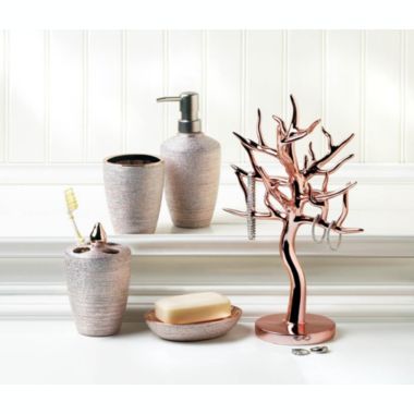 Accent Plus Home Decorative Golden Rose Shimmer Bath Accessory Set. View a larger version of this product image.