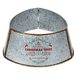 Slickblue Galvanized Metal Christmas Tree Collar Skirt Ring Cover Decor-Silver