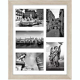 Americanflat 11x14 Collage Picture Frame in Driftwood with Five 4x6 Picture Displays - Shatter Resistant Glass Horizontal and Vertical Formats for Wall