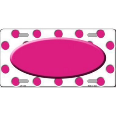 Smart Blonde Hot Pink White Polka Dot Pattern With Center Oval Customizable Metal Novelty License Plate Tag Sign. View a larger version of this product image.