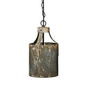 Saltoro Sherpi 8 Inch Rustic Chandelier Pendant Light, Iron, Vintage Aged Galvanized Gray-