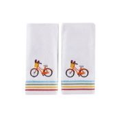 Saturday Knight Ltd Paradise Beach Fun Embroidery Bath Hand Towel Set - 2 Piece - 16x26", White