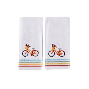 Saturday Knight Ltd Paradise Beach Fun Embroidery Bath Hand Towel Set - 2 Piece - 16x26", White. View a larger version of this product image.