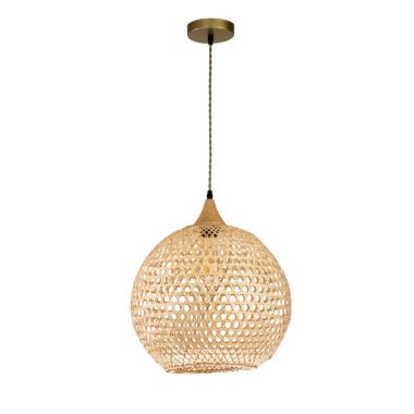 ELE Light & Decor Lily 1-Light Beige Pendant Design Pendant Light with Rattan Shade. View a larger version of this product image.