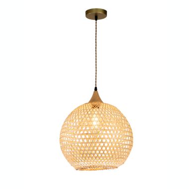 ELE Light & Decor Lily 1-Light Beige Pendant Design Pendant Light with Rattan Shade. View a larger version of this product image.
