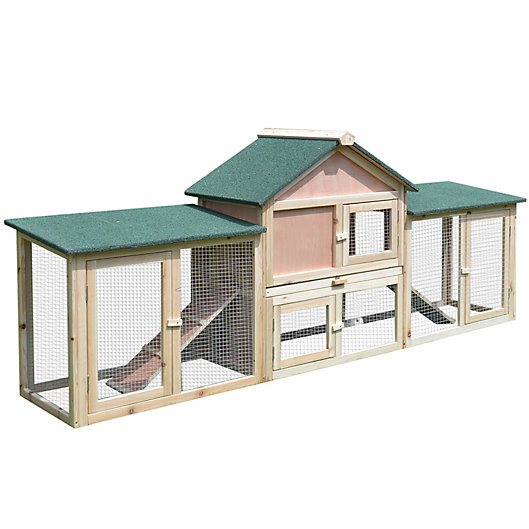56" Wooden Rabbit House Hutch Chicken Coop Bunny Small Animal Cage with Tray Run 
